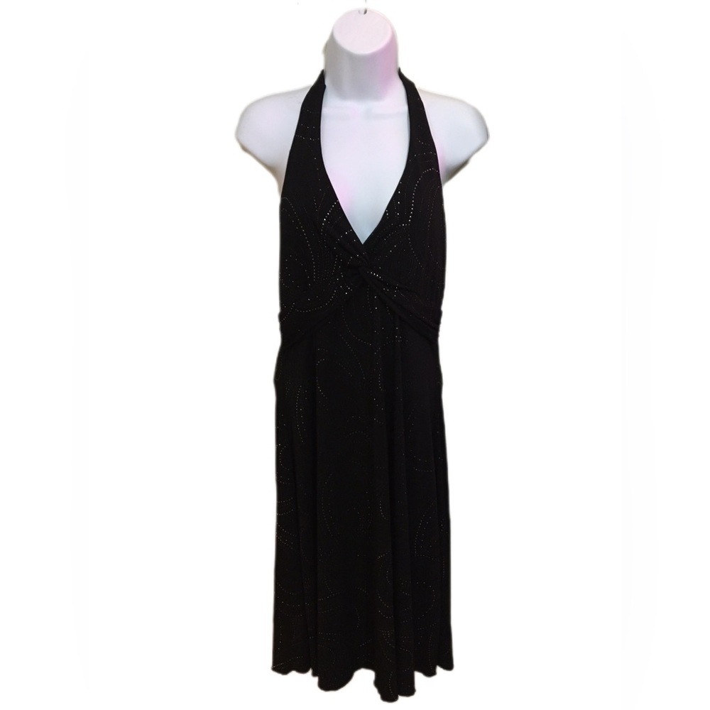 Black Halter Dress with Sparkle Detail